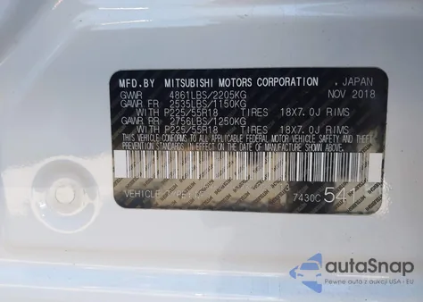 2019 Mitsubishi Outlander Es из США, поврежденный, VIN JA4AZ3A3XKZ025713